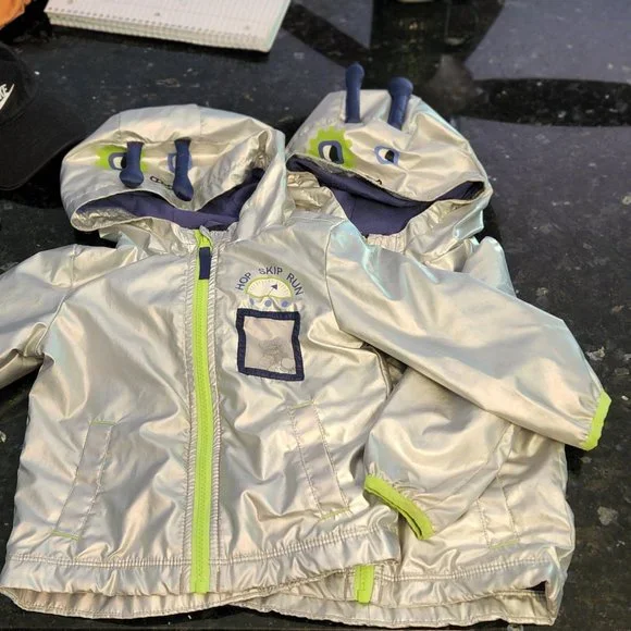 COPY - 2 Cat & Jack Baby Boys Full Zip Alien Windbreaker Jacket Size 18 Months … - Picture 1 of 2
